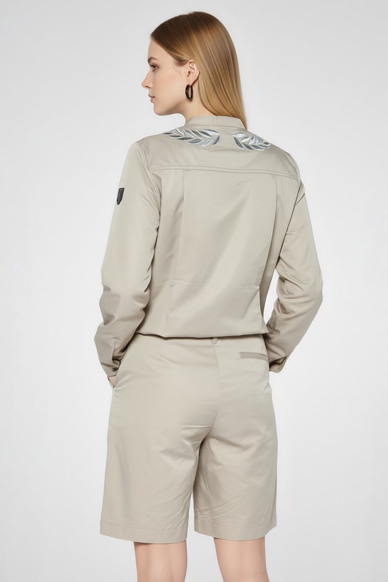 Scuderia Ferrari Women Sportswear Fit Long Sleeve Outdoor Playsuits, Beige - Image 4